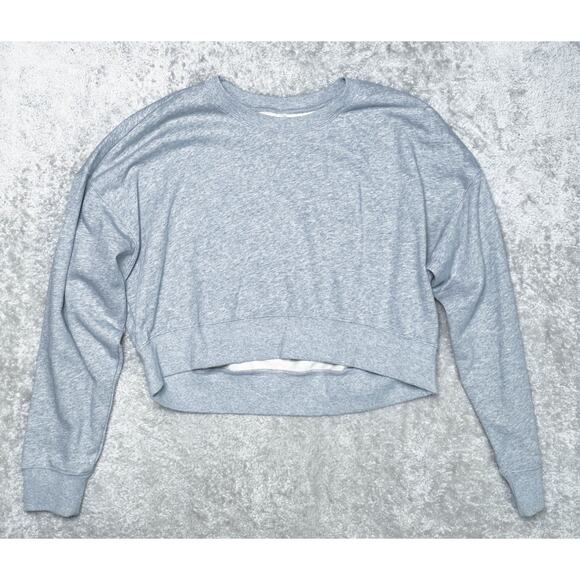 Fabletics Year Round Terry Gray Heather Cropped Sweatshirt Womens Size XL NWOT - Picture 1 of 10